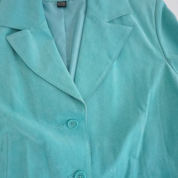 Vintage Denver Hayes Teal 100% Suede Leather Button Up Blazer Jacket 2Xl - Picture 8 of 13